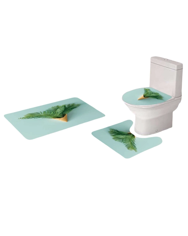 JUEGO 5 PIEZAS CON CORTINA DE BAÑO DE TELA POLIE STER Y  FORRO DE DUCHA DE PLASTICO - 5