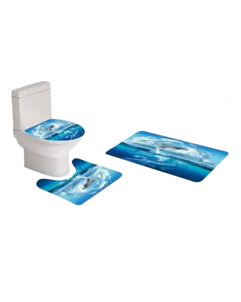 JUEGO 5 PIEZAS CON CORTINA DE BAÑO DE TELA POLIE STER Y  FORRO DE DUCHA DE PLASTICO - 4