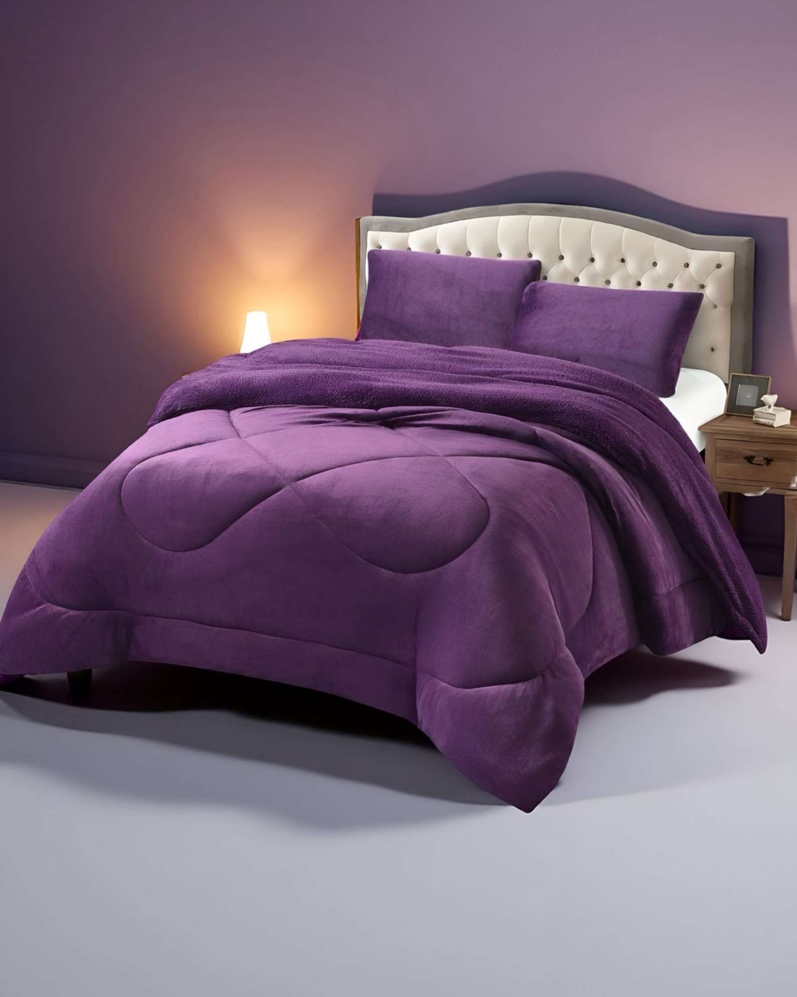 CUBRECAMA PLUSH CON CHIPORRO ACOLCHADO LISO 2 PLAZAS - 4