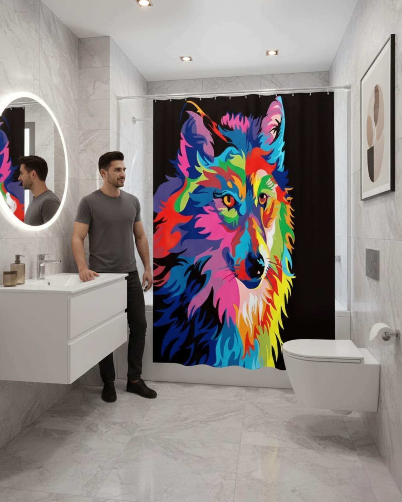 CORTINA DE BAÑO TELA GE NERO + FORRO IMPERMEABLE - 3