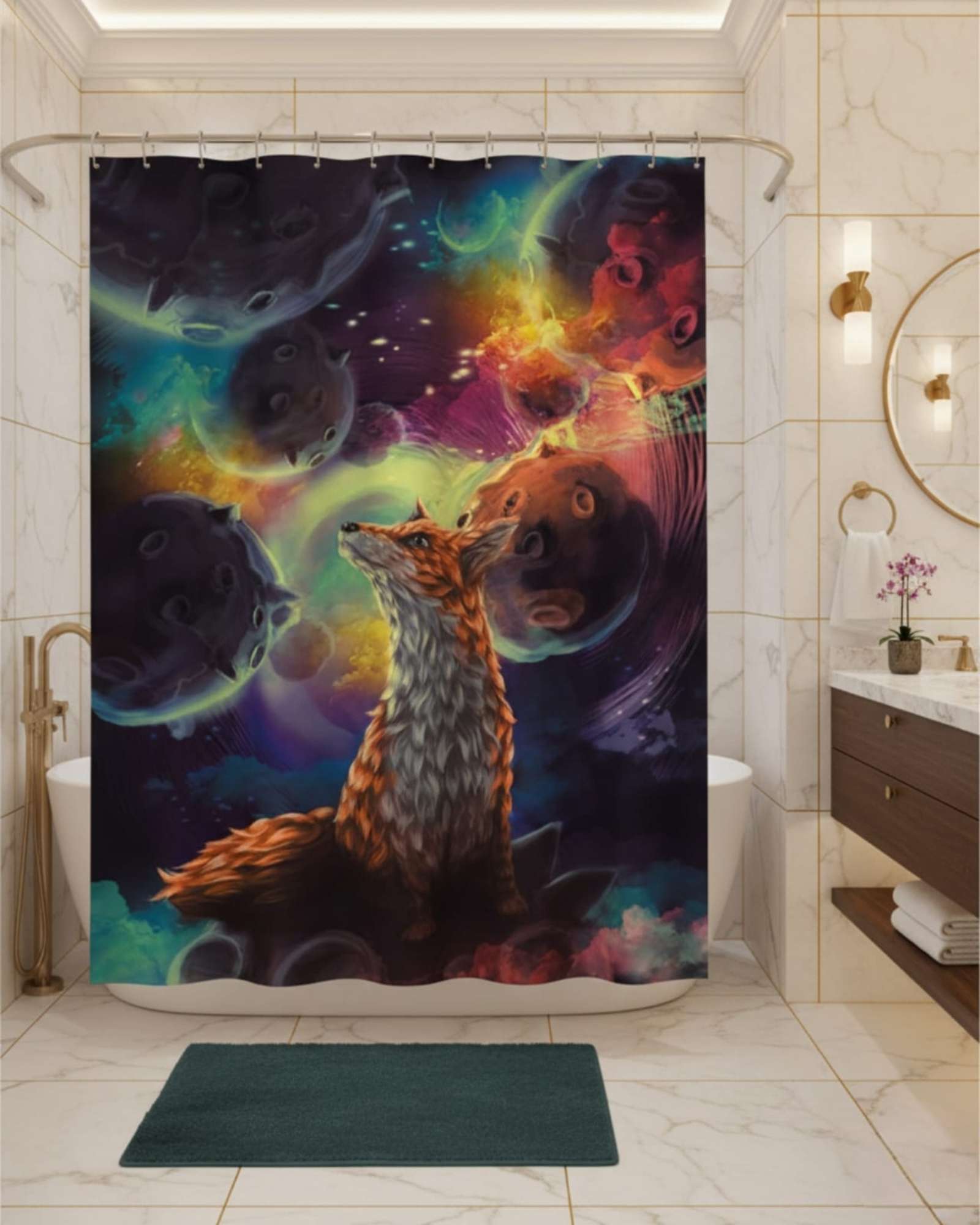 CORTINA DE BAÑO TELA GE NERO + FORRO IMPERMEABLE - 1