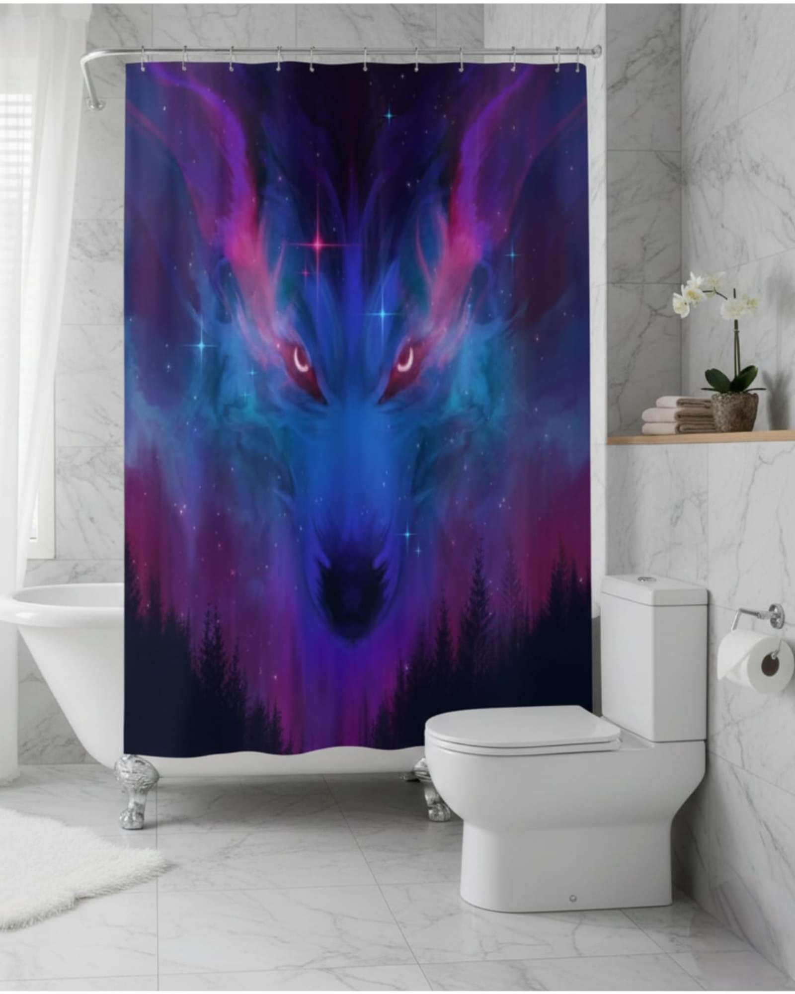 CORTINA DE BAÑO TELA GE NERO + FORRO IMPERMEABLE - 2