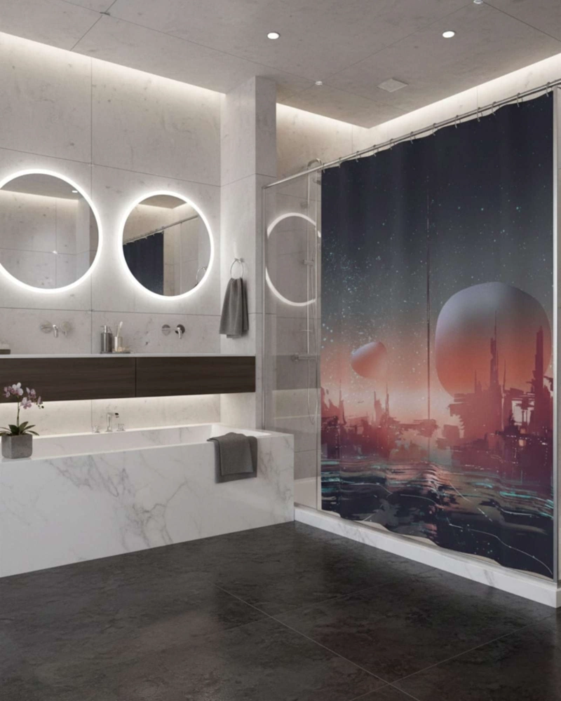 CORTINA DE BAÑO TELA GE NERO + FORRO IMPERMEABLE - 3