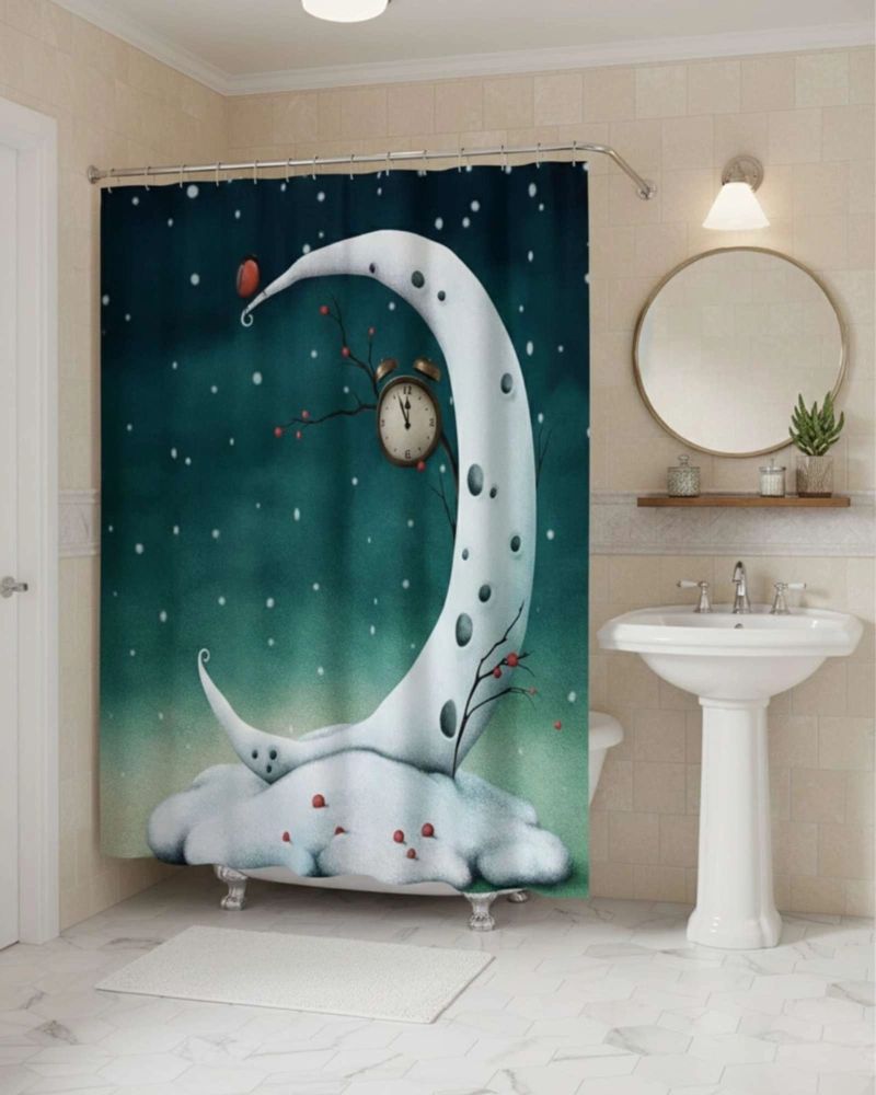 CORTINA DE BAÑO TELA GE NERO + FORRO IMPERMEABLE - 1