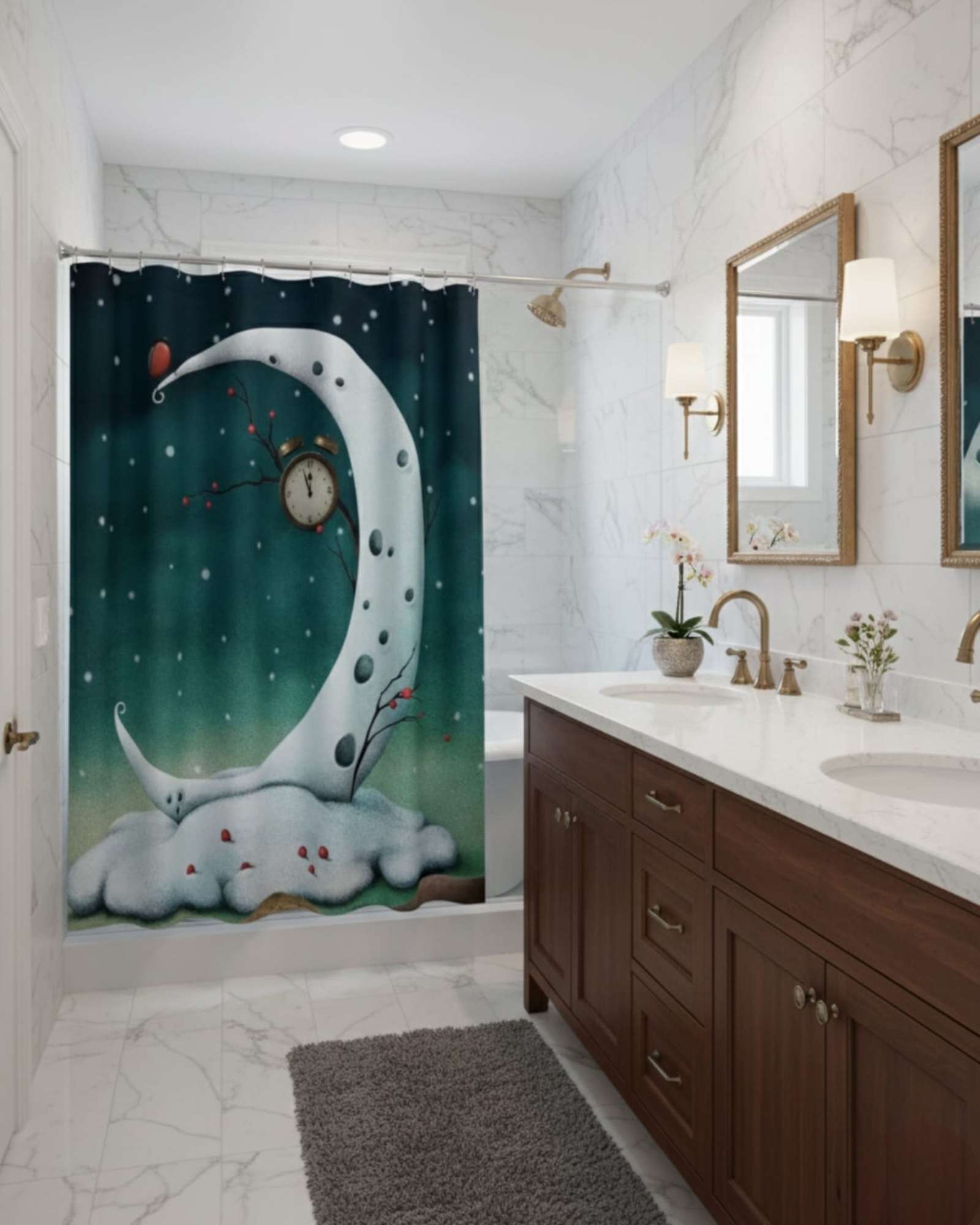 CORTINA DE BAÑO TELA GE NERO + FORRO IMPERMEABLE - 2