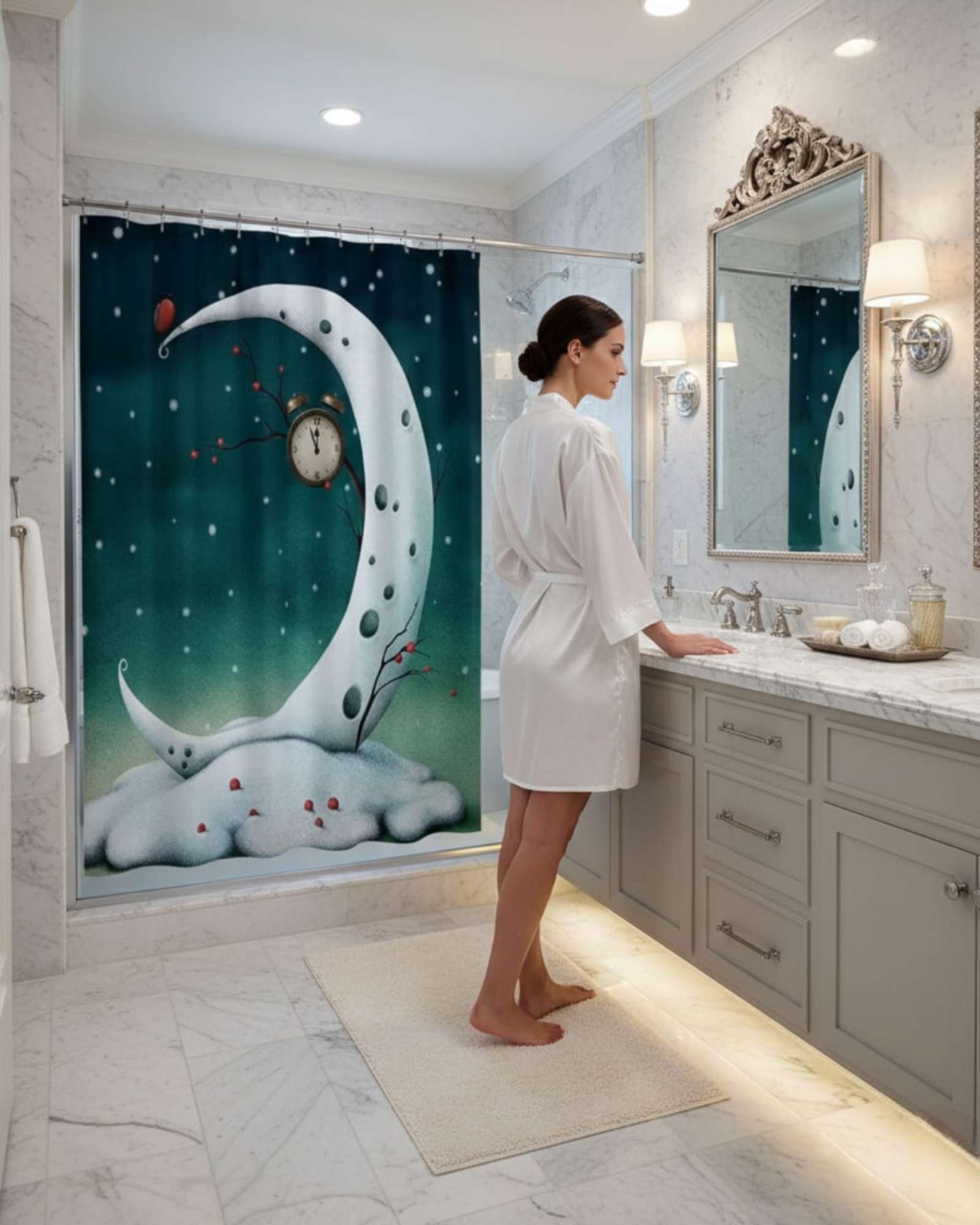 CORTINA DE BAÑO TELA GE NERO + FORRO IMPERMEABLE - 3