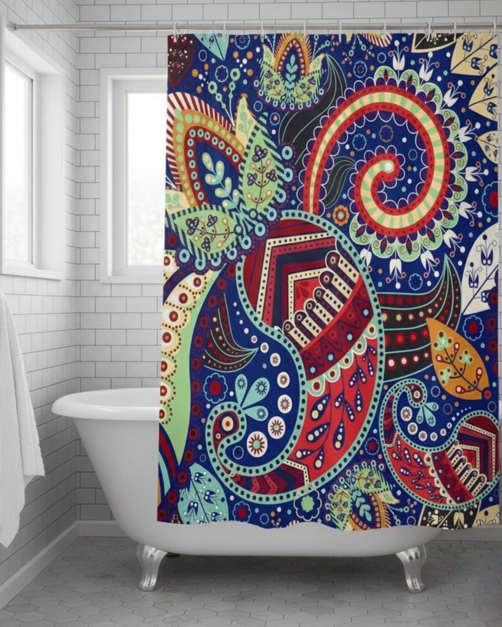 CORTINA DE BAÑO TELA GE NERO + FORRO IMPERMEABLE - 1