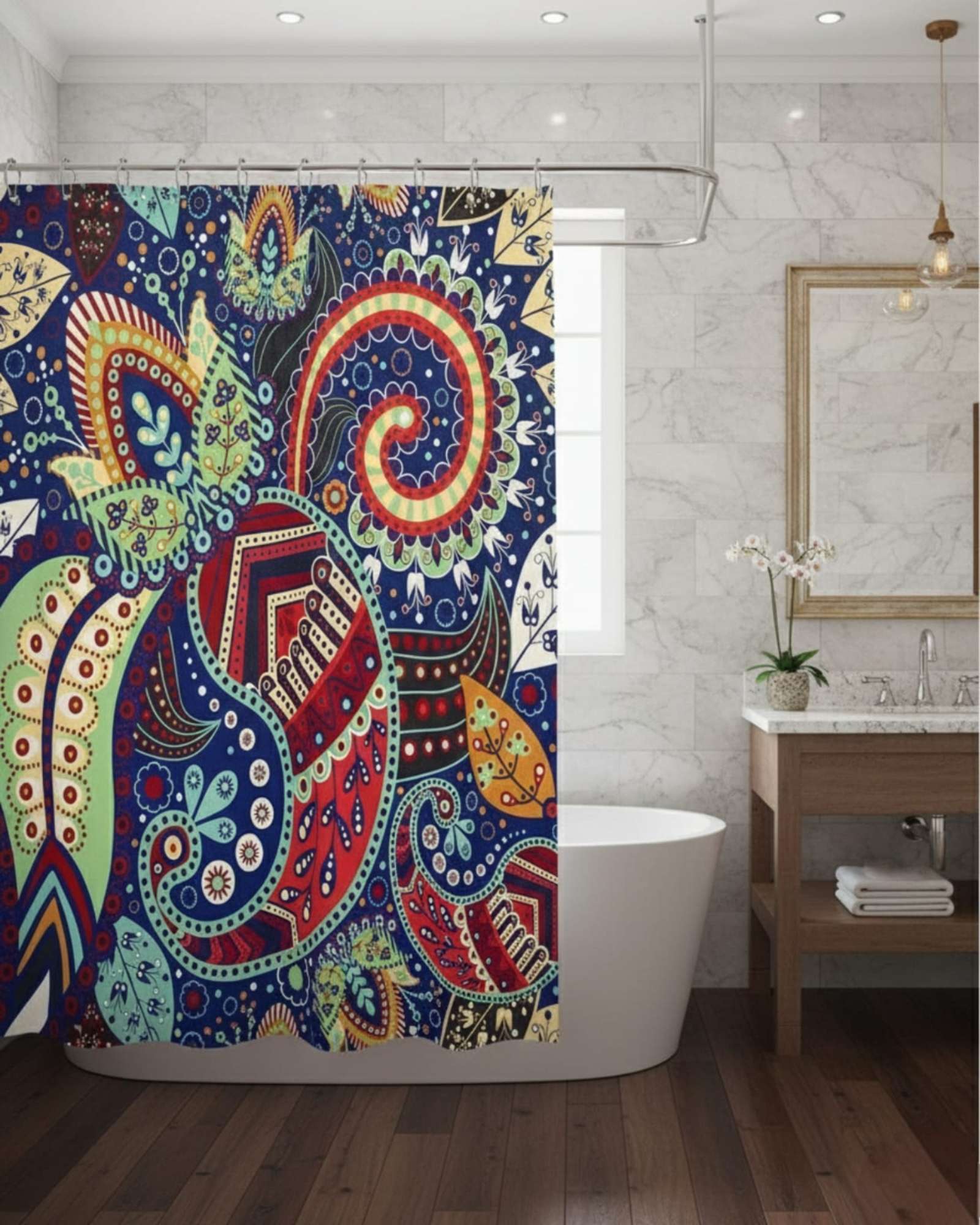 CORTINA DE BAÑO TELA GE NERO + FORRO IMPERMEABLE - 4