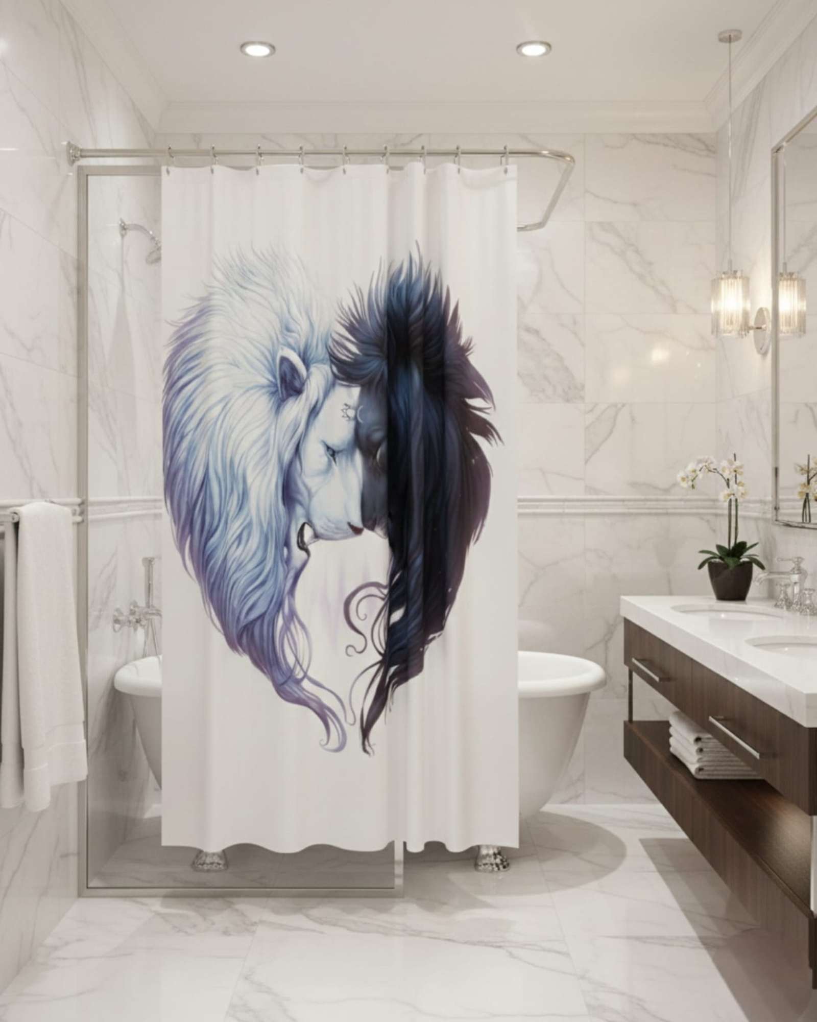CORTINA DE BAÑO TELA GE NERO + FORRO IMPERMEABLE - 2
