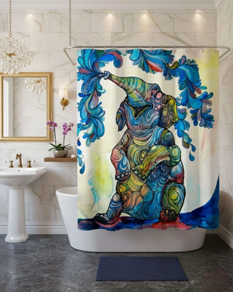 CORTINA DE BAÑO TELA GE NERO + FORRO IMPERMEABLE - 2