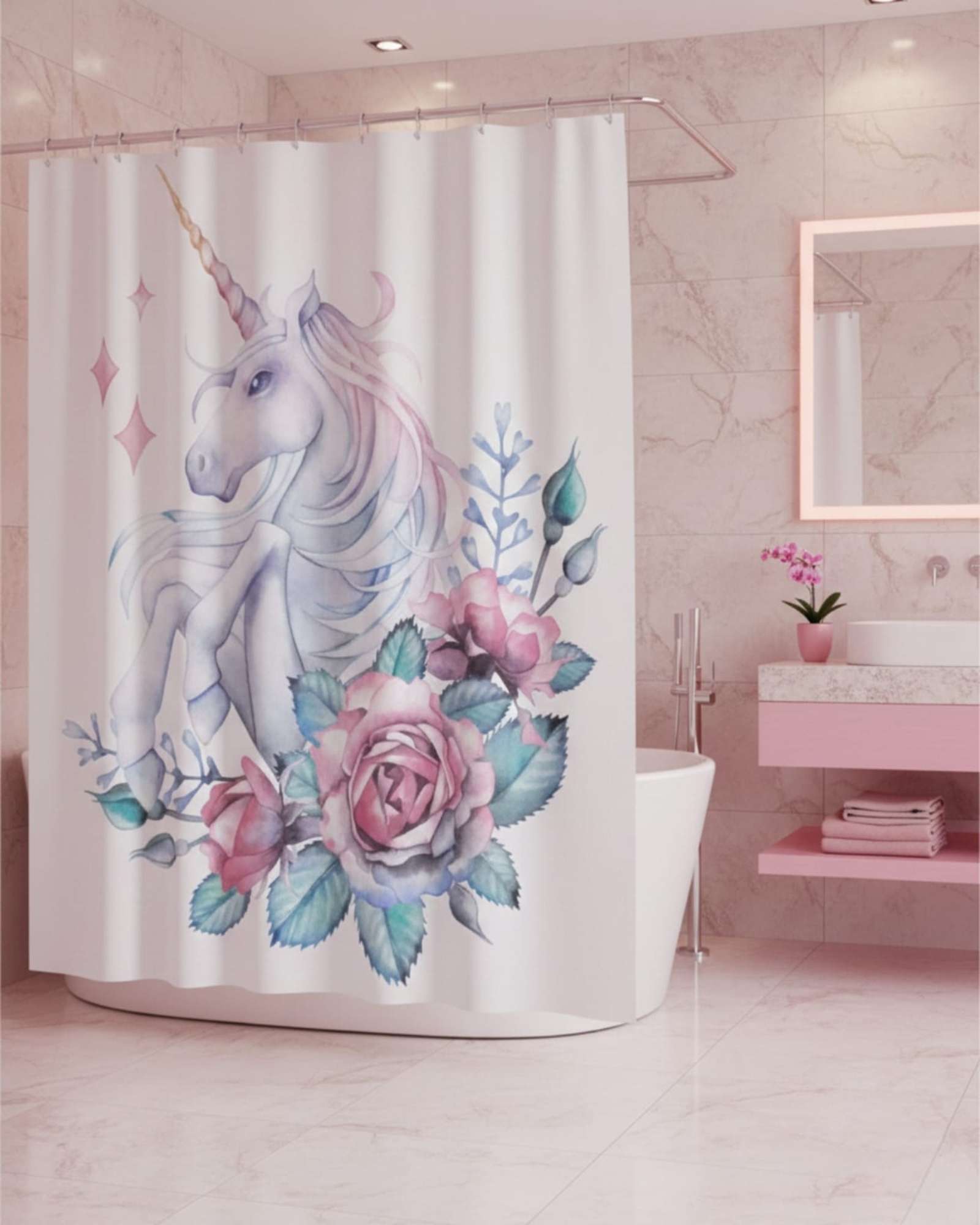 CORTINA DE BAÑO TELA GE NERO + FORRO IMPERMEABLE - 1