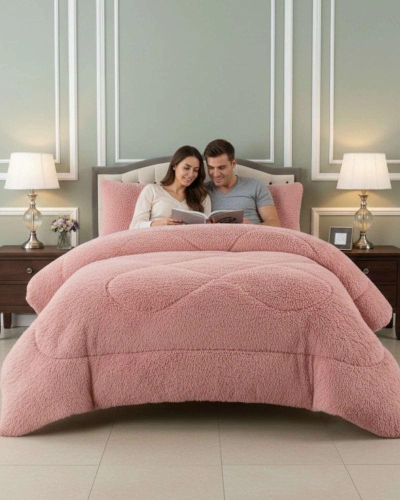 PLUMON CUBRECAMA 2 PLAZAS SHERPA PELUDO INVIERNO DISEÑO SUAVE - 2