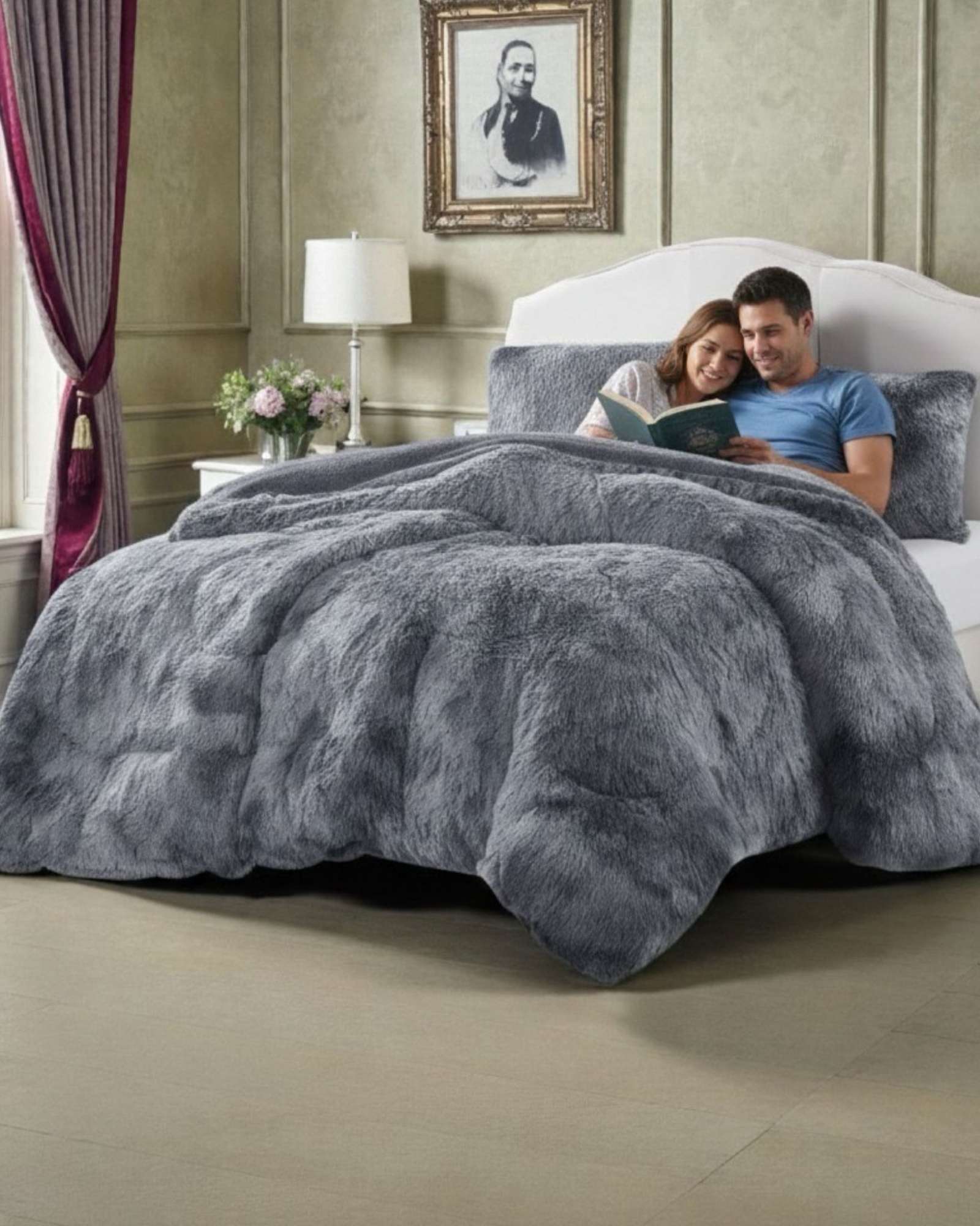 PLUMON CUBRECAMA 2 PLAZAS SHERPA PELUDO INVIERNO DISEÑO SUAVE - 1
