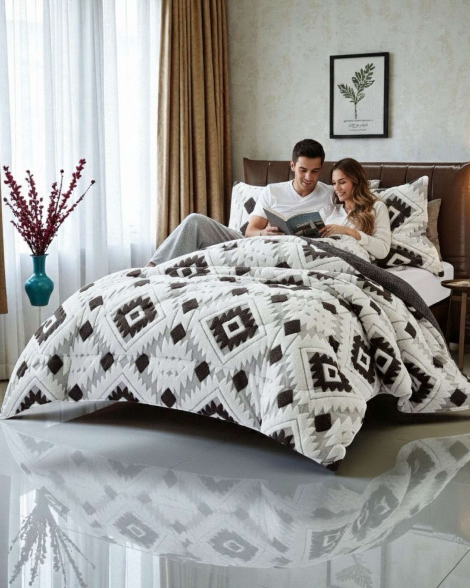 CUBRECAMA KING CHIPORRO DISEÑO JACQUARD TE RMICO SUAVE - 1