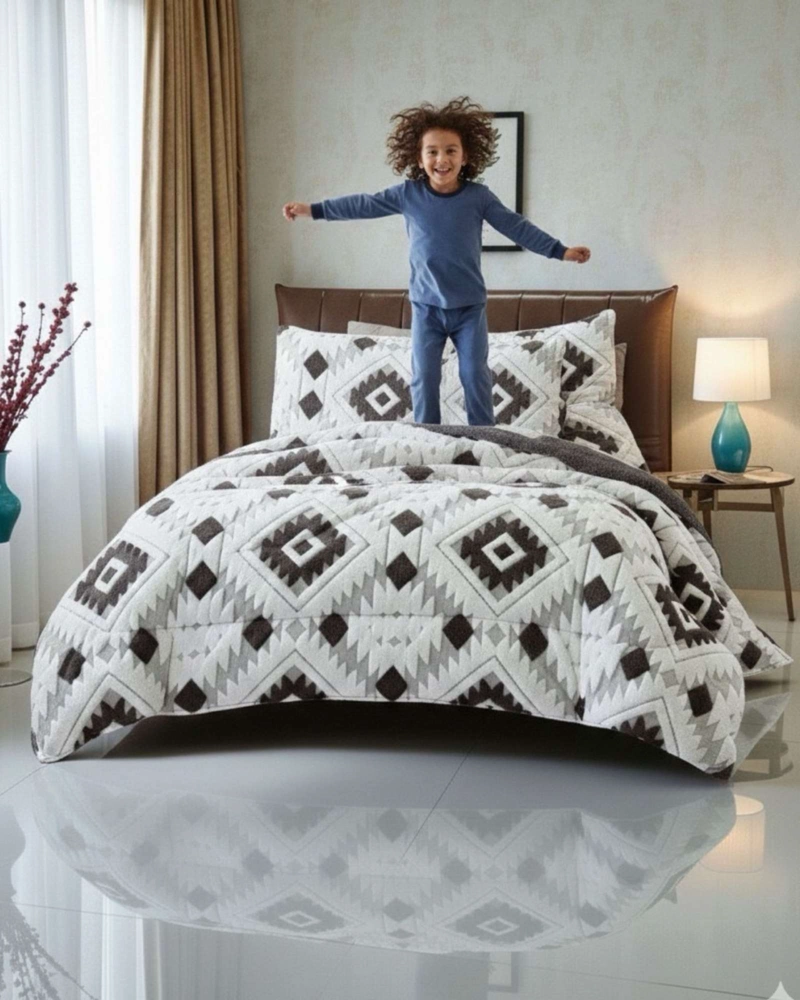 CUBRECAMA KING CHIPORRO DISEÑO JACQUARD TE RMICO SUAVE - 5