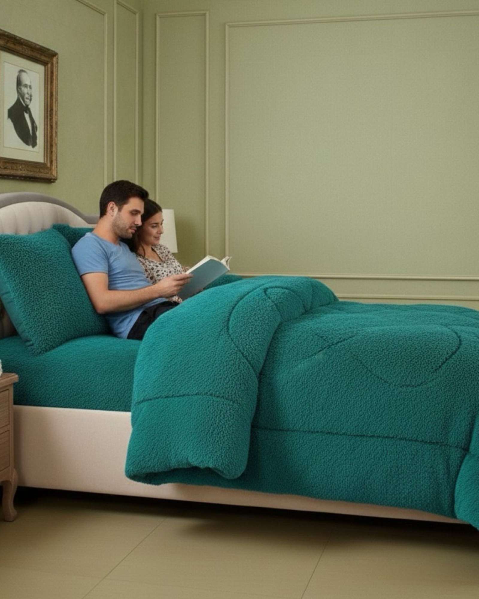 PLUMON CUBRECAMA 2 PLAZAS SHERPA PELUDO INVIERNO DISEÑO SUAVE - 1
