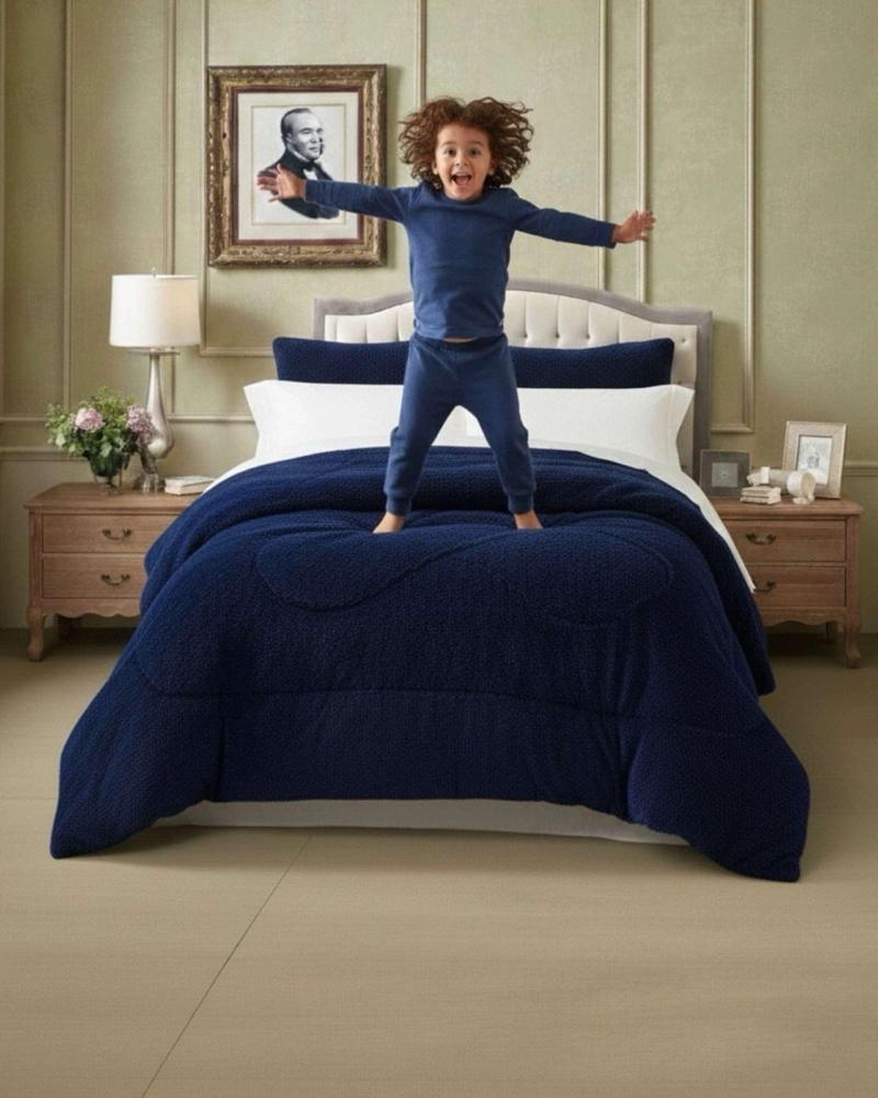 PLUMON CUBRECAMA 2 PLAZAS SHERPA PELUDO INVIERNO DISEÑO SUAVE - 5