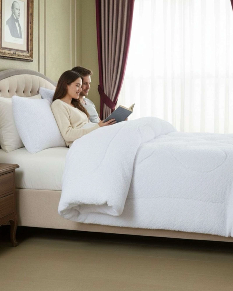 PLUMON CUBRECAMA 2 PLAZAS SHERPA PELUDO INVIERNO DISEÑO SUAVE - 1
