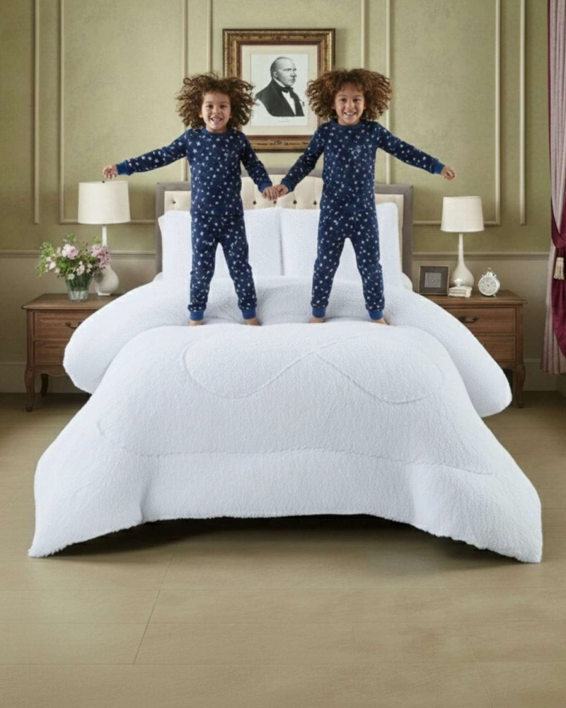 PLUMON CUBRECAMA 2 PLAZAS SHERPA PELUDO INVIERNO DISEÑO SUAVE - 5