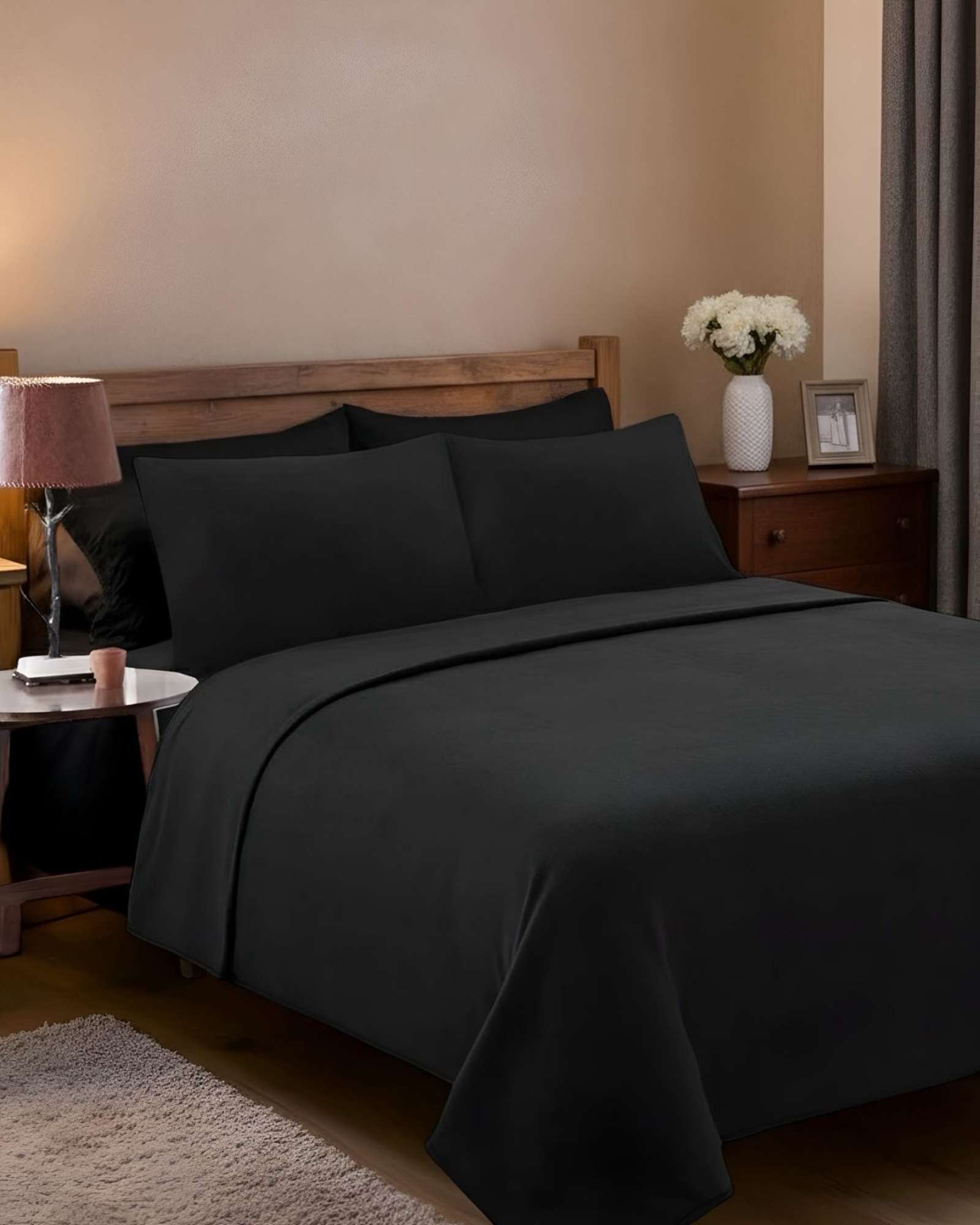 SABANA DE POLAR ULTRA SUAVE MAXIMA CALIDEZ Y CONFORT NEGRA 1,5 PLAZAS C4 - 6