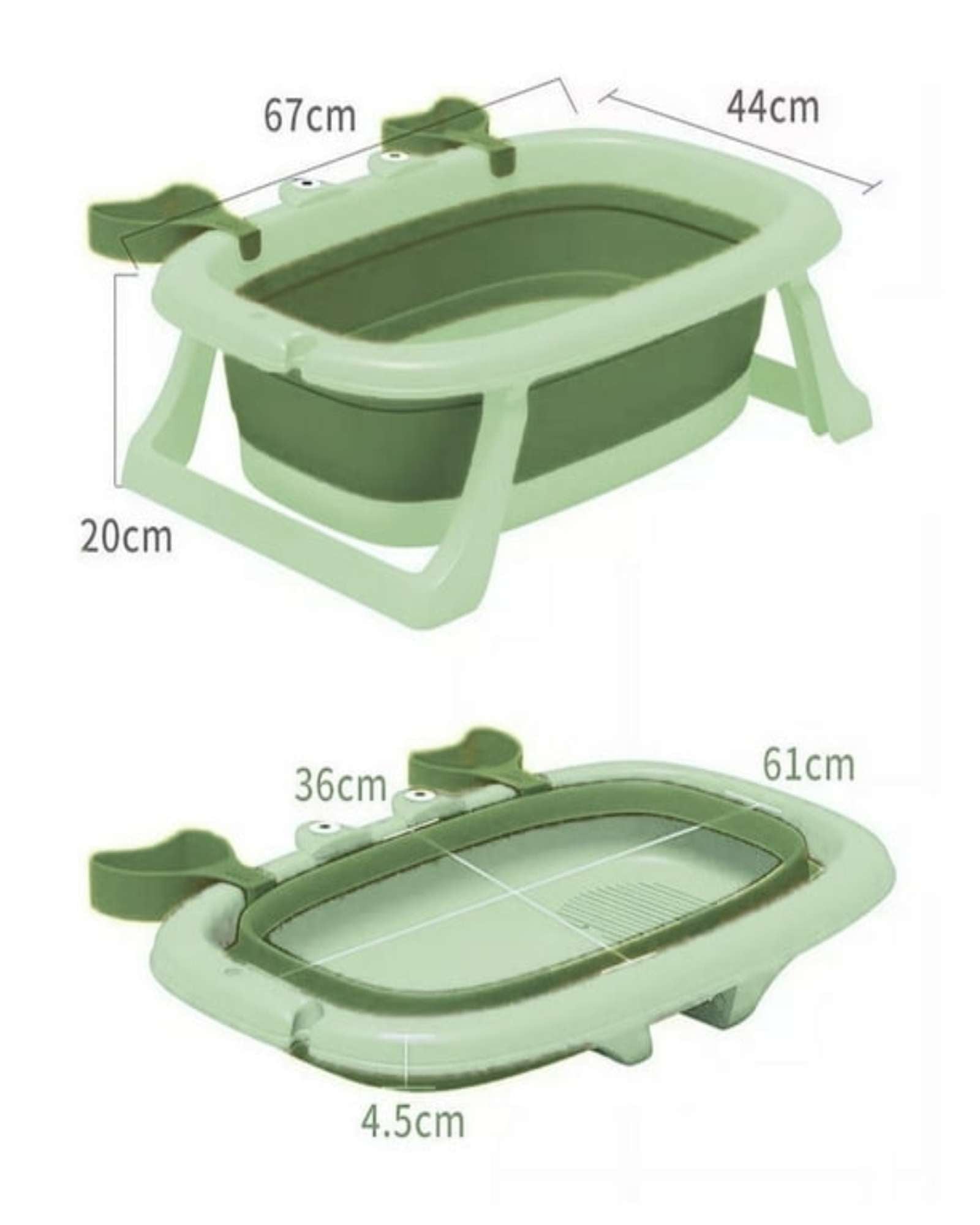 BAÑERA BEBE TINA PLEGABLE CANGREJO VERDE - 5