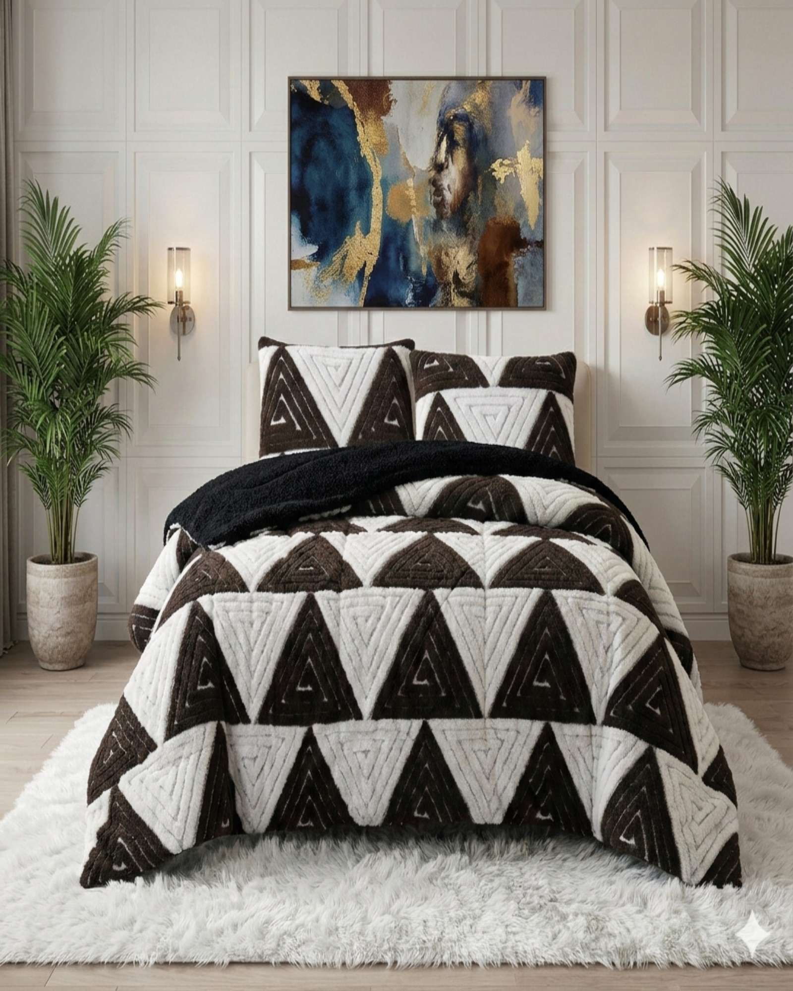 SET CUBRECAMA MAS SABANA DE POLAR KING MODELO JACQUARD CUTTING PREMIUM - 6