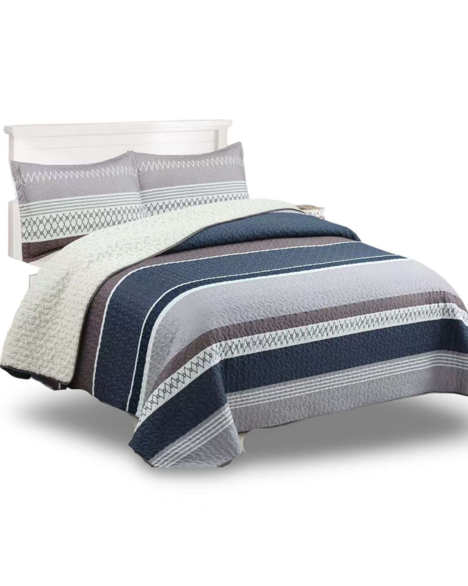 CUBRECAMA QUILT KING CON CHIPORRO DISEÑO ELEGANTE 250X270CM - 5