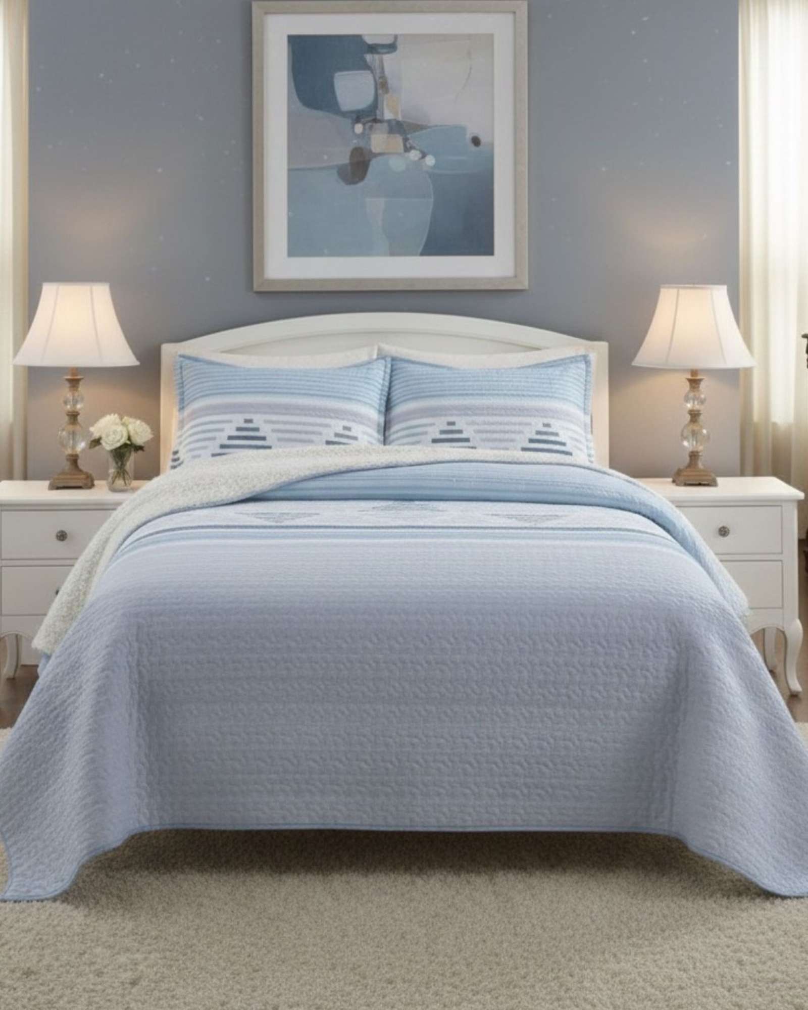 CUBRECAMA QUILT KING CON CHIPORRO DISEÑO ELEGANTE 250X270CM - 3