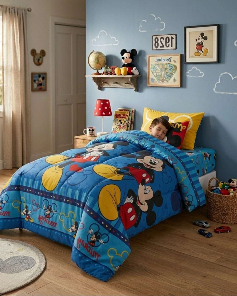 PLUMON RELLENO MICKEY MOUSE INFANTIL ESTAMPADO 1.5 PLAZA - 1