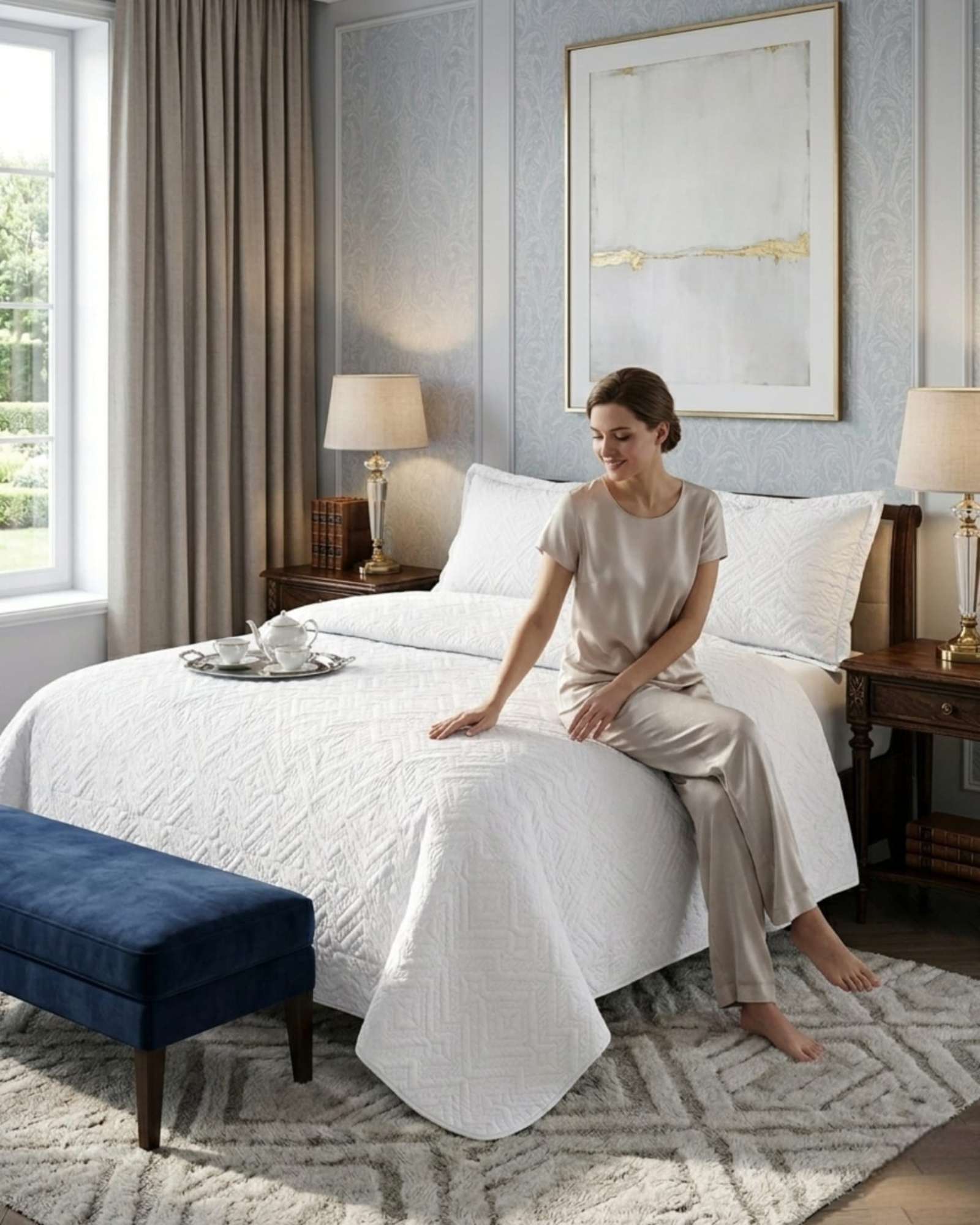 QUILT DE VERANO TRANSPIRABLE, LIGERO Y ELEGANTE 2 PLAZAS - 1