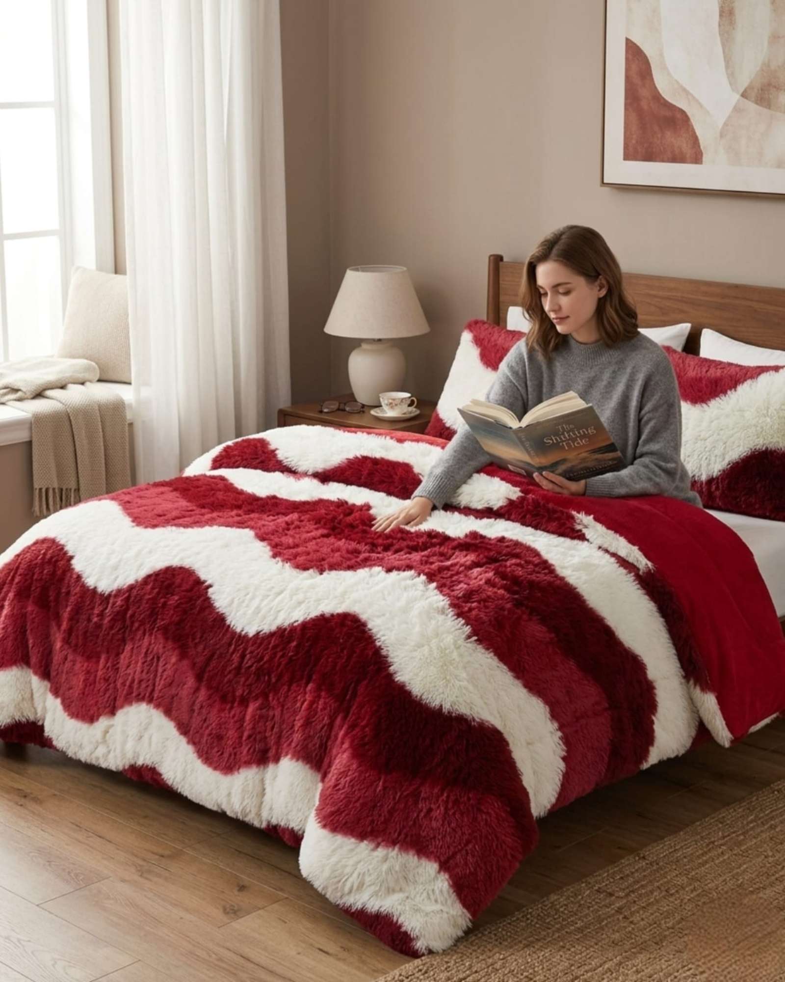 CUBRECAMA 'OLAS DE PELUCHE' CON CHIPORRO 2 PLAZAS - 1