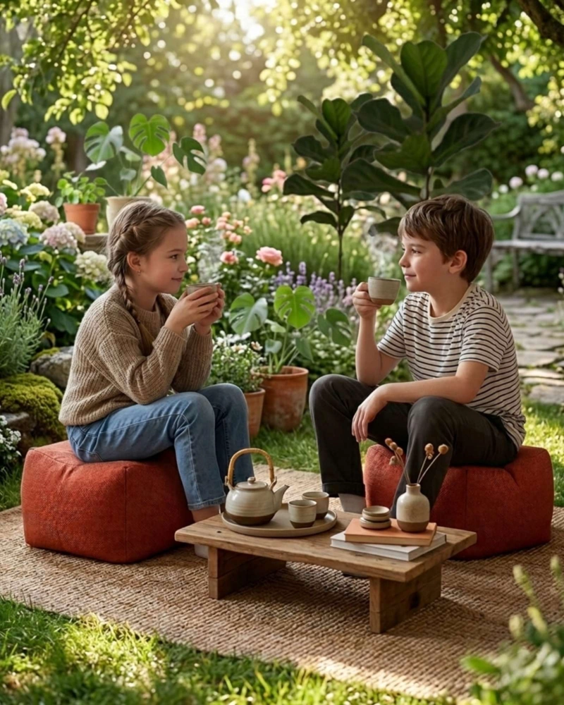 SET DE 2 PUFF SOFA DECORATIVO DE PISO 50CM ESTE TICA CONTEMPORANEA - 2