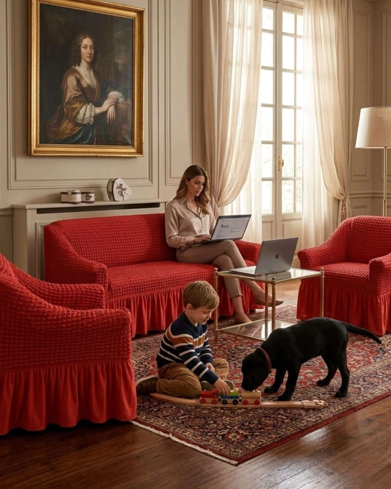 JUEGO DE FUNDAS CUBRE SILLON TURCO 3+1+1 CON TEXTURA DE BURBUJA - 4