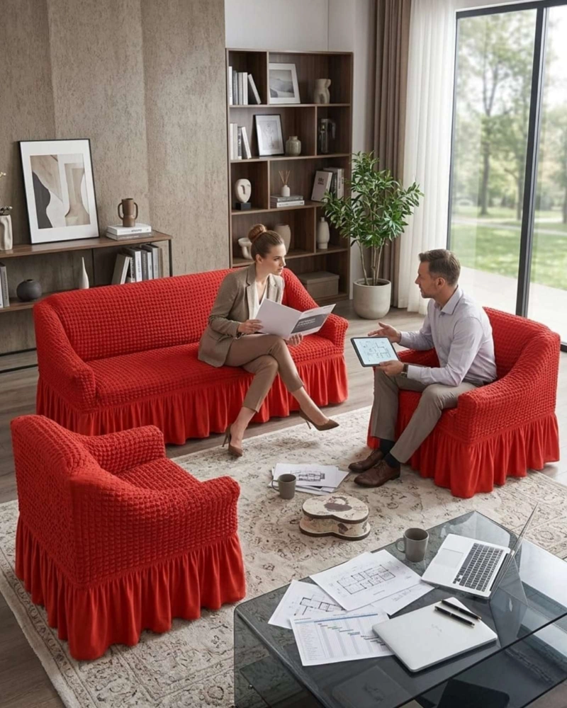 JUEGO DE FUNDAS CUBRE SILLON TURCO 3+1+1 CON TEXTURA DE BURBUJA - 5