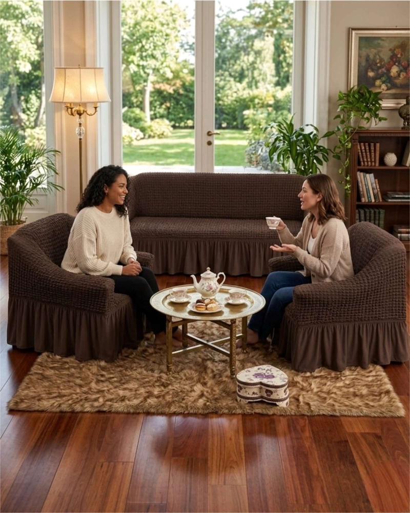 JUEGO DE FUNDAS CUBRE SILLON TURCO 3+1+1 CON TEXTURA DE BURBUJA - 3