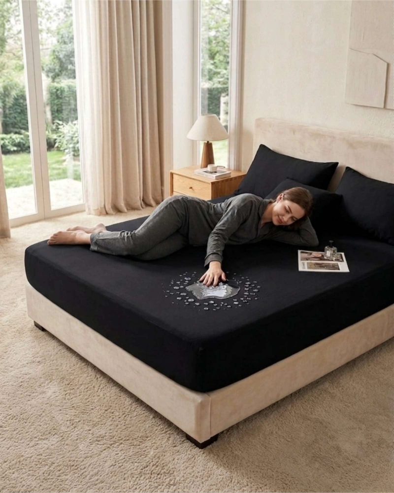 PROTECTOR DE COLCHON IMPERMEABLE SUPER KING COLOR NEGRO - 1