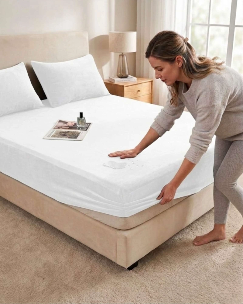PROTECTOR DE COLCHON IMPERMEABLE 2 PLAZAS COLOR BLANCO - 6