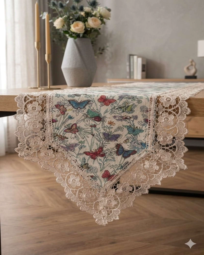 CAMINO DE MESA ESTILO BOHO CHIC 40X180 CM DECORACION ELEGANTE - 1
