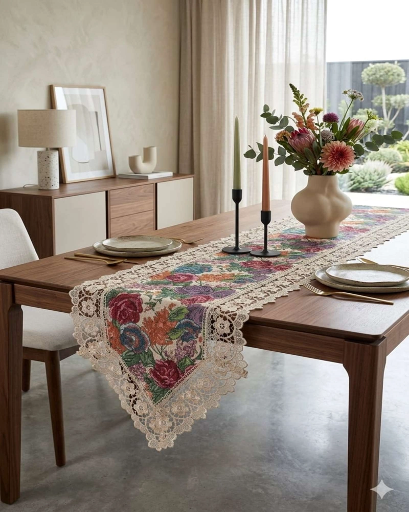 CAMINO DE MESA ESTILO BOHO CHIC 40X180 CM DECORACION ELEGANTE - 1