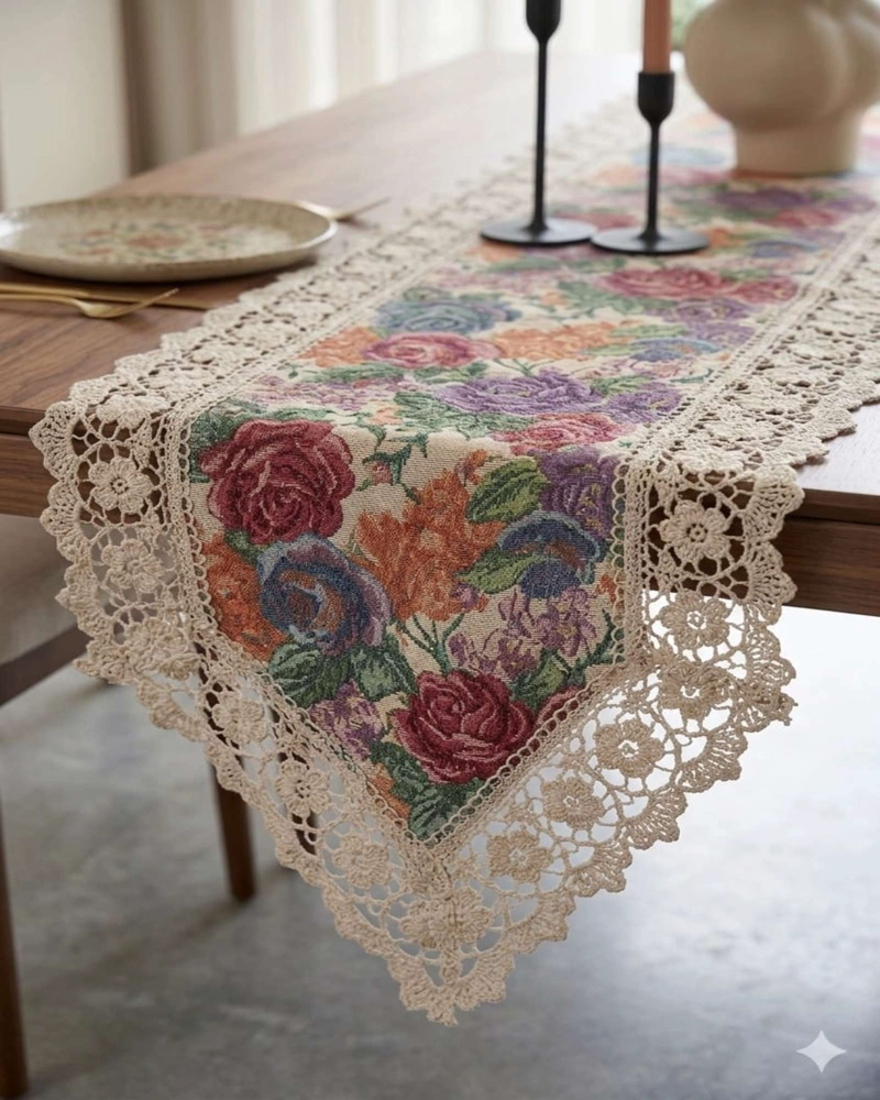CAMINO DE MESA ESTILO BOHO CHIC 40X180 CM DECORACION ELEGANTE - 2