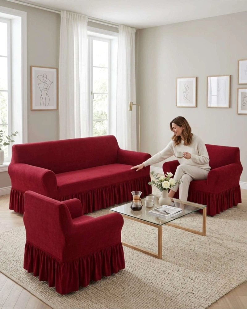 JUEGO DE FUNDAS PARA SILLON ELASTICAS CON FAROLAO 3+1+1 - 4