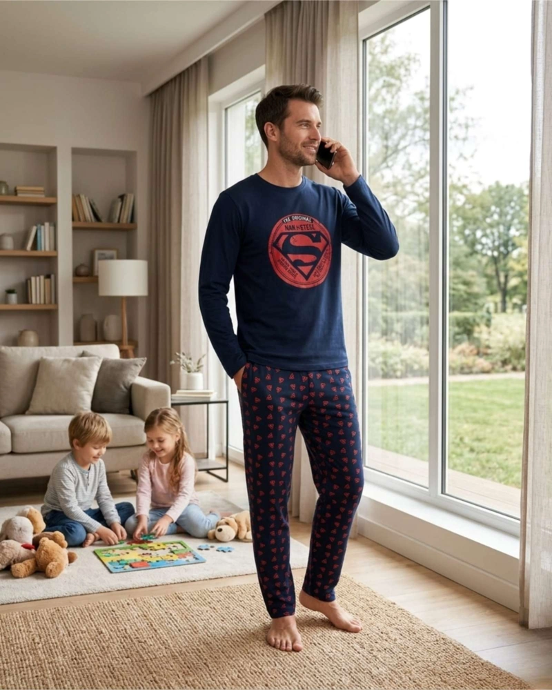 PIJAMA SUPERMAN HOMBRE MICROPOLAR TERMICO INVIERNO TALLA M A1 - 2