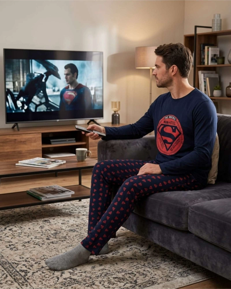 PIJAMA SUPERMAN HOMBRE MICROPOLAR TERMICO INVIERNO TALLA M A1 - 4