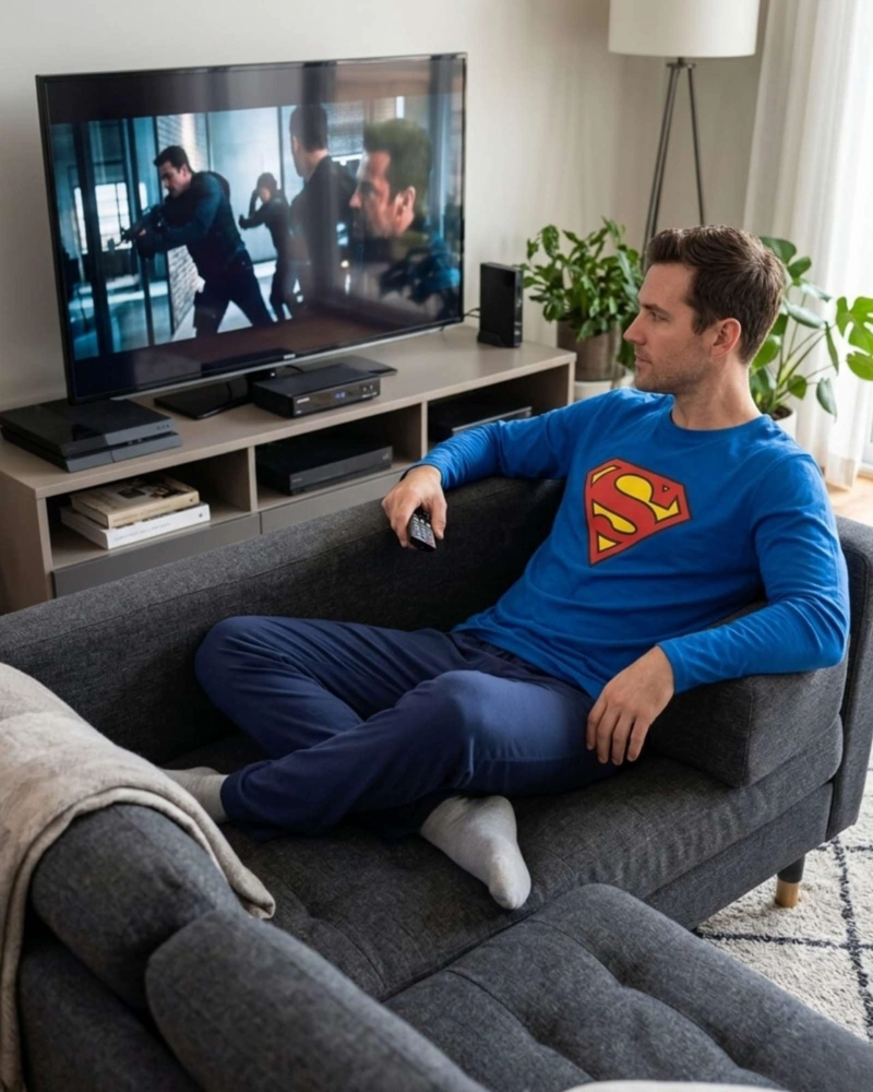 PIJAMA SUPERMAN HOMBRE MICROPOLAR TE RMICO INVIERNO TALLA M A3 - 2