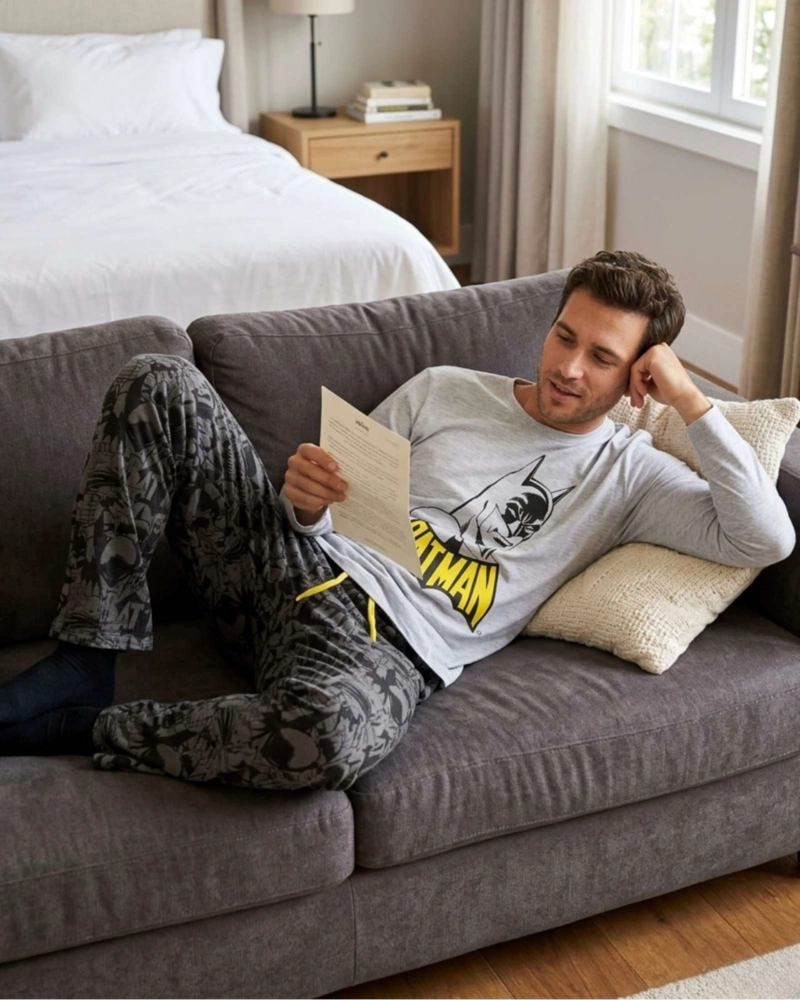 PIJAMA HOMBRE BATMAN MICROPOLAR TE RMICO INVIERNO TALLA M B1 - 4
