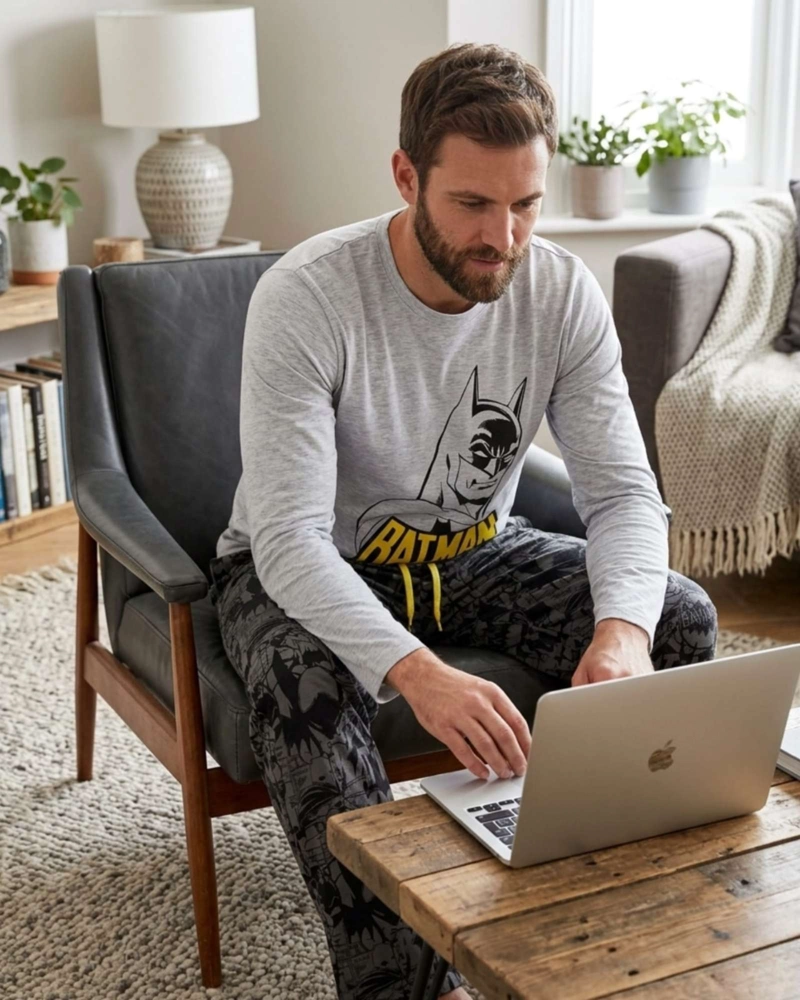 PIJAMA HOMBRE BATMAN MICROPOLAR TE RMICO INVIERNO TALLA M B1 - 6