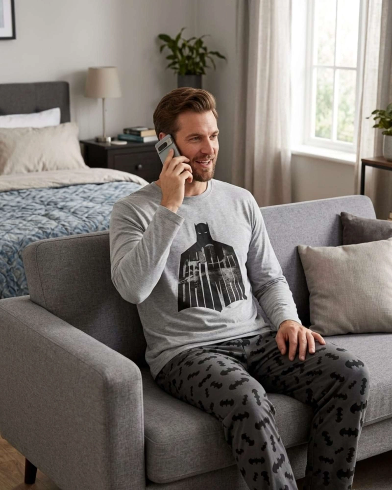 PIJAMA HOMBRE BATMAN MICROPOLAR TE RMICO INVIERNO TALLA M B3 - 1