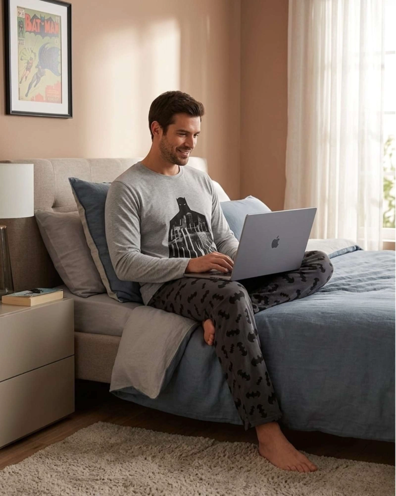 PIJAMA HOMBRE BATMAN MICROPOLAR TE RMICO INVIERNO TALLA M B3 - 4