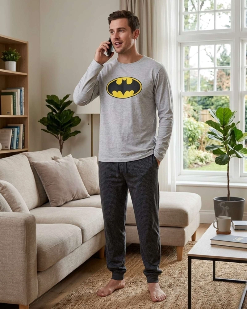 PIJAMA HOMBRE BATMAN MICROPOLAR TE RMICO INVIERNO TALLA M B4 - 1