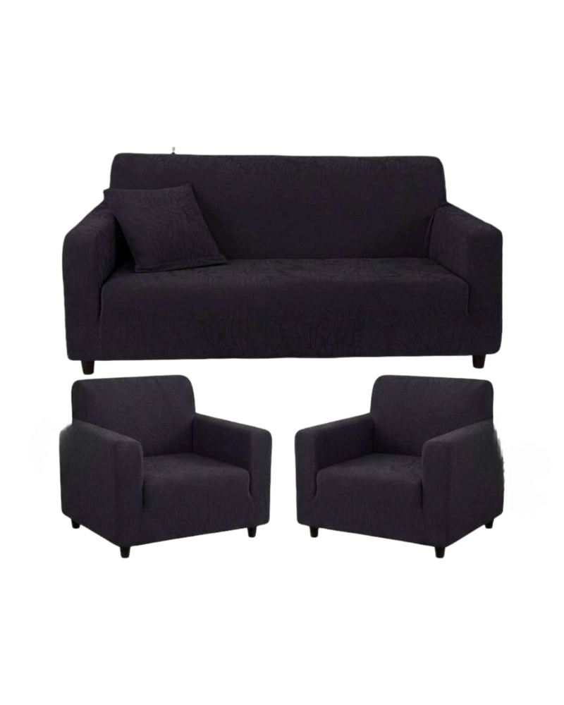 JUEGO DE FUNDAS PARA SILLONES 3+1+1 DISEÑO HOJAS ELASTICAS Y LAVABLES - 5